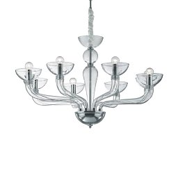 Závěsné svítidlo Ideal Lux Casanova SP8 transparente 044255 čiré 88cm 8x40W - IDEALLUX Obrázek pro produkt Závěsné svítidlo Ideal Lux Casanova SP8 transparente 044255 čiré 88cm 8x40W - IDEALLUX
