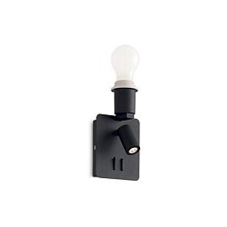 LED Nástěnné svítidlo Ideal Lux Gea MAP2 Square Nero 239545 3W 130lm 3000K E27 1x60W IP20 hranaté černé - IDEALLUX Obrázek pro produkt LED Nástěnné svítidlo Ideal Lux Gea MAP2 Square Nero 239545 3W 130lm 3000K E27 1x60W IP20 hranaté černé - IDEALLUX