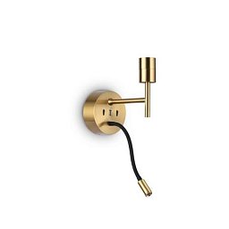 Nástěnné svítidlo Ideal Lux SET UP MAP2 OTTONE 259857 E27 1x60W + LED 3W 220lm 3000K IP20 21cm broušená mosaz - IDEALLUX Obrázek pro produkt Nástěnné svítidlo Ideal Lux SET UP MAP2 OTTONE 259857 E27 1x60W + LED 3W 220lm 3000K IP20 21cm broušená mosaz - IDEALLUX