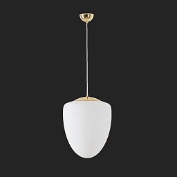 ASTRA S závěsné skleněné svítidlo mosaz leštěná / bílá IP40 150W E27 - OSMONT Obrázek pro produkt ASTRA S závěsné skleněné svítidlo mosaz leštěná / bílá IP40 150W E27 - OSMONT