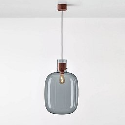 Závěsné svítidlo AWA LARGE 37cm šedá kouřová / měď / kabel černý - BROKIS A Obrázek pro produkt Závěsné svítidlo AWA LARGE 37cm šedá kouřová / měď / kabel černý - BROKIS A