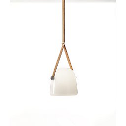 Závěsné svítidlo MONA LARGE LED 15W 3000K 760lm sklo opalín / černý elox / popruhy kožené přírodní - BROKIS A Obrázek pro produkt Závěsné svítidlo MONA LARGE LED 15W 3000K 760lm sklo opalín / černý elox / popruhy kožené přírodní - BROKIS A