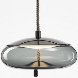 Závěsné svítidlo KNOT SMALL DISCO 6,5W 2700K 773lm šedá kouřová / černý chrom PC1037_SGTR_GL_CHBL_CHBLC_RN - BROKIS C Obrázek pro produkt Závěsné svítidlo KNOT SMALL DISCO 6,5W 2700K 773lm šedá kouřová / černý chrom PC1037_SGTR_GL_CHBL_CHBLC_RN - BROKIS C