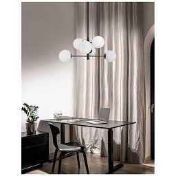 Závěsné svítidlo IMPERO bílé matné sklo černý kov E14 6x5W IP20 bez žárovky - NOVA LUCE Obrázek pro produkt Závěsné svítidlo IMPERO bílé matné sklo černý kov E14 6x5W IP20 bez žárovky - NOVA LUCE