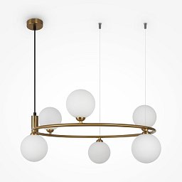Závěsné svítidlo Ring 6xG9 max 150W bílá mosaz kov sklo - MAYTONI Obrázek pro produkt Závěsné svítidlo Ring 6xG9 max 150W bílá mosaz kov sklo - MAYTONI