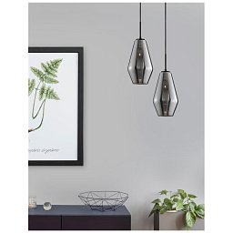 AKCE - Závěsné svítidlo VEIRO chromové sklo / černý kov / černý kabel E27 1x12W 230V IP20 bez žárovky - NOVA LUCE Obrázek pro produkt AKCE - Závěsné svítidlo VEIRO chromové sklo / černý kov / černý kabel E27 1x12W 230V IP20 bez žárovky - NOVA LUCE