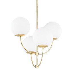 Závěsné svítidlo CARRIE ocel/sklo staromosaz/bílá E27 4x60W - HUDSON VALLEY (Mitzi) Obrázek pro produkt Závěsné svítidlo CARRIE ocel/sklo staromosaz/bílá E27 4x60W - HUDSON VALLEY (Mitzi)