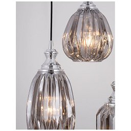 Závěsné svítidlo ZARLEY chromovaný kov kouřové šedé sklo E27 3x12W 230V IP20 bez žárovky - NOVA LUCE Obrázek pro produkt Závěsné svítidlo ZARLEY chromovaný kov kouřové šedé sklo E27 3x12W 230V IP20 bez žárovky - NOVA LUCE
