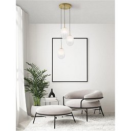 Závěsné svítidlo CHRYSI mosazný zlatý kov a bílé sklo s přechody G9 3x5W 230V IP20 bez žárovky - NOVA LUCE Obrázek pro produkt Závěsné svítidlo CHRYSI mosazný zlatý kov a bílé sklo s přechody G9 3x5W 230V IP20 bez žárovky - NOVA LUCE