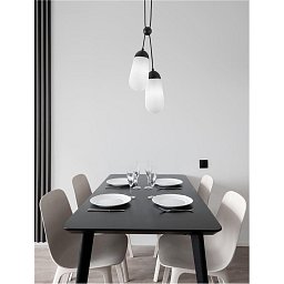Závěsné svítidlo BLAKY matný černý kov a opálové sklo E14 2x5W bez žárovky - NOVA LUCE Obrázek pro produkt Závěsné svítidlo BLAKY matný černý kov a opálové sklo E14 2x5W bez žárovky - NOVA LUCE
