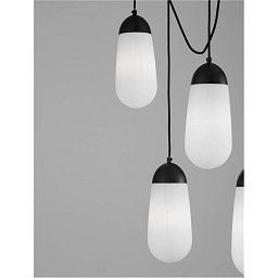 Závěsné svítidlo BLAKY matný černý kov a opálové sklo E14 5x5W bez žárovky - NOVA LUCE Obrázek pro produkt Závěsné svítidlo BLAKY matný černý kov a opálové sklo E14 5x5W bez žárovky - NOVA LUCE