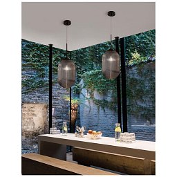 Závěsné svítidlo ATHENA kouřové šedé sklo matný černý kov E27 1x12W 230V IP20 bez žárovky - NOVA LUCE Obrázek pro produkt Závěsné svítidlo ATHENA kouřové šedé sklo matný černý kov E27 1x12W 230V IP20 bez žárovky - NOVA LUCE