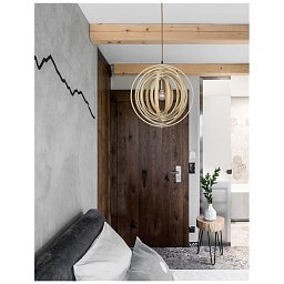 Závěsné svítidlo ASCO přírodní dřevo hnědý textilní kabel E27 1x12W 230V IP20 bez žárovky - NOVA LUCE Obrázek pro produkt Závěsné svítidlo ASCO přírodní dřevo hnědý textilní kabel E27 1x12W 230V IP20 bez žárovky - NOVA LUCE