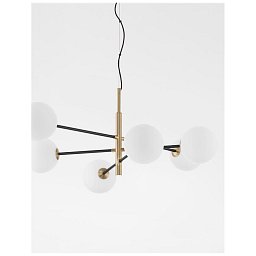 Závěsné svítidlo VITRA saténový zlatý a černý kov bílé opálové sklo G9 6x5W 220V IP20 bez žárovky - NOVA LUCE Obrázek pro produkt Závěsné svítidlo VITRA saténový zlatý a černý kov bílé opálové sklo G9 6x5W 220V IP20 bez žárovky - NOVA LUCE