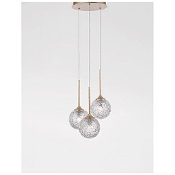 Závěsné svítidlo MIRANO čiré strukturované sklo a broušená zlatá ocel G9 3x5W 230V IP20 bez žárovky - NOVA LUCE Obrázek pro produkt Závěsné svítidlo MIRANO čiré strukturované sklo a broušená zlatá ocel G9 3x5W 230V IP20 bez žárovky - NOVA LUCE
