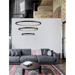 Závěsné svítidlo EMPATIA LED 108W 3000K hliník černá 807+600+395x2000mm stmívatelné - NOVA LUCE Obrázek pro produkt Závěsné svítidlo EMPATIA LED 108W 3000K hliník černá 807+600+395x2000mm stmívatelné - NOVA LUCE