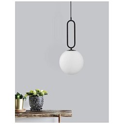 Závěsné svítidlo GRUS matný černý kov opálové sklo E27 1x12W 230V IP20 bez žárovky - NOVA LUCE Obrázek pro produkt Závěsné svítidlo GRUS matný černý kov opálové sklo E27 1x12W 230V IP20 bez žárovky - NOVA LUCE