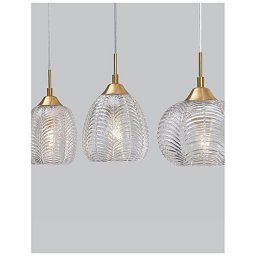 Závěsné svítidlo VARIO čiré sklo a saténový zlatý kov E27 3x12W 230V IP20 bez žárovky - NOVA LUCE Obrázek pro produkt Závěsné svítidlo VARIO čiré sklo a saténový zlatý kov E27 3x12W 230V IP20 bez žárovky - NOVA LUCE