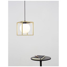 Závěsné svítidlo JULIET mosaz a černý kov bílé opálové sklo E14 1x12W IP20 bez žárovky - NOVA LUCE Obrázek pro produkt Závěsné svítidlo JULIET mosaz a černý kov bílé opálové sklo E14 1x12W IP20 bez žárovky - NOVA LUCE