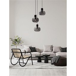 Závěsné svítidlo CINZIA kouřové sklo černý kabel černá kovová základna E27 3x12W 230V IP20 bez žárovky - NOVA LUCE Obrázek pro produkt Závěsné svítidlo CINZIA kouřové sklo černý kabel černá kovová základna E27 3x12W 230V IP20 bez žárovky - NOVA LUCE