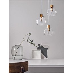 Závěsné svítidlo CINZIA čiré sklo bílý kabel mosazný zlatý kov E27 3x12W 230V IP20 bez žárovky - NOVA LUCE Obrázek pro produkt Závěsné svítidlo CINZIA čiré sklo bílý kabel mosazný zlatý kov E27 3x12W 230V IP20 bez žárovky - NOVA LUCE