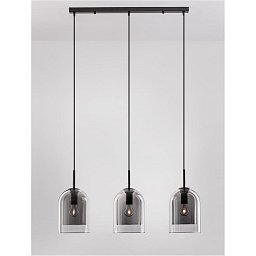 Závěsné svítidlo VELOR dvouvrstvé kouřové sklo černý kabel černá kovová základna E27 3x12W 230V IP20 bez žárovky - NOVA LUCE Obrázek pro produkt Závěsné svítidlo VELOR dvouvrstvé kouřové sklo černý kabel černá kovová základna E27 3x12W 230V IP20 bez žárovky - NOVA LUCE