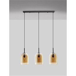 Závěsné svítidlo VELOR dvouvrstvé šampaň sklo černý kabel černá kovová základna E27 3x12W 230V IP20 bez žárovky - NOVA LUCE Obrázek pro produkt Závěsné svítidlo VELOR dvouvrstvé šampaň sklo černý kabel černá kovová základna E27 3x12W 230V IP20 bez žárovky - NOVA LUCE
