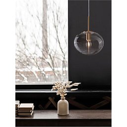 Závěsné svítidlo MAEVE čiré sklo bílý kabel mosazný zlatý kov E27 1x12W 230V IP20 bez žárovky - NOVA LUCE Obrázek pro produkt Závěsné svítidlo MAEVE čiré sklo bílý kabel mosazný zlatý kov E27 1x12W 230V IP20 bez žárovky - NOVA LUCE