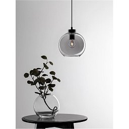 Závěsné svítidlo PALMER kouřové sklo černý kabel černá kovová základna E27 1x12W 230V IP20 bez žárovky - NOVA LUCE Obrázek pro produkt Závěsné svítidlo PALMER kouřové sklo černý kabel černá kovová základna E27 1x12W 230V IP20 bez žárovky - NOVA LUCE