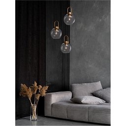 Závěsné svítidlo IRVINE čiré sklo černý kabel mosazný zlatý kov E27 3x12W 230V IP20 bez žárovky - NOVA LUCE Obrázek pro produkt Závěsné svítidlo IRVINE čiré sklo černý kabel mosazný zlatý kov E27 3x12W 230V IP20 bez žárovky - NOVA LUCE