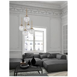 Závěsné svítidlo MIRANO čiré strukturované sklo a broušená zlatá ocel G9 5x5W 230VIP20 bez žárovky - NOVA LUCE Obrázek pro produkt Závěsné svítidlo MIRANO čiré strukturované sklo a broušená zlatá ocel G9 5x5W 230VIP20 bez žárovky - NOVA LUCE