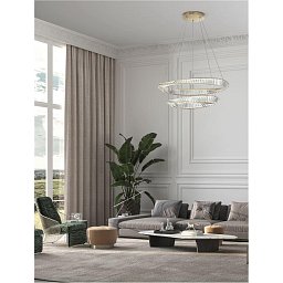 Závěsné svítidlo AURELIA zlatý kov a křišťál LED 70W 230V 3500K IP20 stmívatelné - NOVA LUCE Obrázek pro produkt Závěsné svítidlo AURELIA zlatý kov a křišťál LED 70W 230V 3500K IP20 stmívatelné - NOVA LUCE