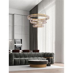 Závěsné svítidlo AURELIA zlatý kov a křišťál LED 92W 230V 3500K IP20 stmívatelné - NOVA LUCE Obrázek pro produkt Závěsné svítidlo AURELIA zlatý kov a křišťál LED 92W 230V 3500K IP20 stmívatelné - NOVA LUCE
