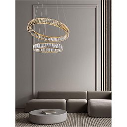 Závěsné svítidlo AURELIA zlatý kov a křišťál LED 46W 230V 3500K IP20 stmívatelné - NOVA LUCE Obrázek pro produkt Závěsné svítidlo AURELIA zlatý kov a křišťál LED 46W 230V 3500K IP20 stmívatelné - NOVA LUCE
