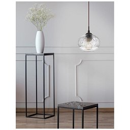 Závěsné svítidlo DEVON čiré sklo hnědá kovová základna hnědý kabel E14 1x5W IP20 bez žárovky - NOVA LUCE Obrázek pro produkt Závěsné svítidlo DEVON čiré sklo hnědá kovová základna hnědý kabel E14 1x5W IP20 bez žárovky - NOVA LUCE