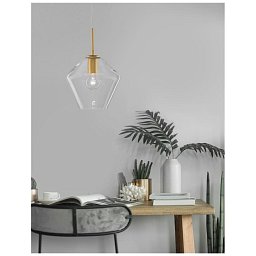 Závěsné svítidlo PRISMA zlatý kov čiré sklo E27 1x12W 230V IP20 bez žárovky - NOVA LUCE Obrázek pro produkt Závěsné svítidlo PRISMA zlatý kov čiré sklo E27 1x12W 230V IP20 bez žárovky - NOVA LUCE