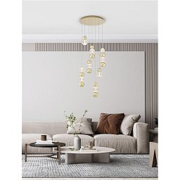 Závěsné svítidlo BRILLE zlatý hliník a sklo LED 42W 230V 3200K IP20 stmívatelné - NOVA LUCE Obrázek pro produkt Závěsné svítidlo BRILLE zlatý hliník a sklo LED 42W 230V 3200K IP20 stmívatelné - NOVA LUCE