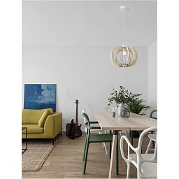 Závěsné svítidlo OTTOLINE bílý kov přírodní dřevo E27 1x12W 230V IP20 bez žárovky - NOVA LUCE Obrázek pro produkt Závěsné svítidlo OTTOLINE bílý kov přírodní dřevo E27 1x12W 230V IP20 bez žárovky - NOVA LUCE