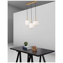 Závěsné svítidlo LATO opálové sklo antický mosazný kov černý kabel E14 3x5W 230V IP20 bez žárovky - NOVA LUCE Obrázek pro produkt Závěsné svítidlo LATO opálové sklo antický mosazný kov černý kabel E14 3x5W 230V IP20 bez žárovky - NOVA LUCE