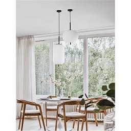 Závěsné svítidlo LATO černý kov a opálové sklo E27 1x12W 230V IP20 bez žárovky - NOVA LUCE Obrázek pro produkt Závěsné svítidlo LATO černý kov a opálové sklo E27 1x12W 230V IP20 bez žárovky - NOVA LUCE