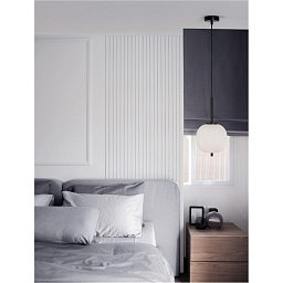 Závěsné svítidlo LATO černý kov a opálové sklo E14 1x5W 230V IP20 bez žárovky - NOVA LUCE Obrázek pro produkt Závěsné svítidlo LATO černý kov a opálové sklo E14 1x5W 230V IP20 bez žárovky - NOVA LUCE