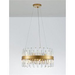 Závěsné svítidlo CROWN saténový zlatý kov čirý křišťál (48 ks) G9 7x5W 230V IP20 bez žárovky - NOVA LUCE Obrázek pro produkt Závěsné svítidlo CROWN saténový zlatý kov čirý křišťál (48 ks) G9 7x5W 230V IP20 bez žárovky - NOVA LUCE