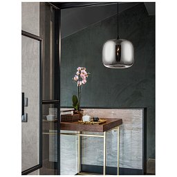 Závěsné svítidlo SAVAZ chromové sklo černý kov černý kabel E27 1x12W 230V IP20 bez žárovky - NOVA LUCE Obrázek pro produkt Závěsné svítidlo SAVAZ chromové sklo černý kov černý kabel E27 1x12W 230V IP20 bez žárovky - NOVA LUCE