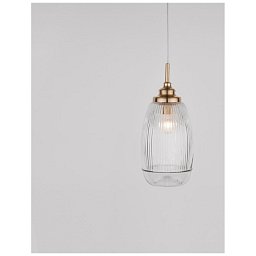 Závěsné svítidlo MOND saténový zlatý kov čiré sklo E14 1x5W 230V IP20 bez žárovky - NOVA LUCE Obrázek pro produkt Závěsné svítidlo MOND saténový zlatý kov čiré sklo E14 1x5W 230V IP20 bez žárovky - NOVA LUCE