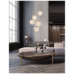 Závěsné svítidlo CANTONA bílé opálové sklo mosaz zlatá G9 5x5W 230V IP20 bez žárovky - NOVA LUCE Obrázek pro produkt Závěsné svítidlo CANTONA bílé opálové sklo mosaz zlatá G9 5x5W 230V IP20 bez žárovky - NOVA LUCE