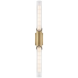 Nástěnné svítidlo PYLON ocel/sklo staromosaz/matné E27 2x6W - HUDSON VALLEY Obrázek pro produkt Nástěnné svítidlo PYLON ocel/sklo staromosaz/matné E27 2x6W - HUDSON VALLEY