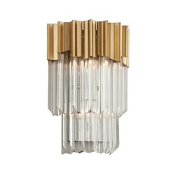 Nástěnné svítidlo CHARISMA ocel/hliník/křišťál zlatá/čirá E14 2x8W - HUDSON VALLEY (Corbettt) Obrázek pro produkt Nástěnné svítidlo CHARISMA ocel/hliník/křišťál zlatá/čirá E14 2x8W - HUDSON VALLEY (Corbettt)