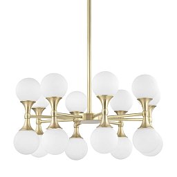 Závěsné svítidlo ASTORIA ocel/sklo staromosaz/opál G9 16x4W - HUDSON VALLEY Obrázek pro produkt Závěsné svítidlo ASTORIA ocel/sklo staromosaz/opál G9 16x4W - HUDSON VALLEY