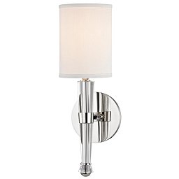 Nástěnné svítidlo VOLTA ocel/textil nikl/bílá E14 1x40W - HUDSON VALLEY Obrázek pro produkt Nástěnné svítidlo VOLTA ocel/textil nikl/bílá E14 1x40W - HUDSON VALLEY