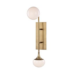 Nástěnné svítidlo FLEMING ocel/sklo staromosaz/opál G9 2x5W - HUDSON VALLEY Obrázek pro produkt Nástěnné svítidlo FLEMING ocel/sklo staromosaz/opál G9 2x5W - HUDSON VALLEY